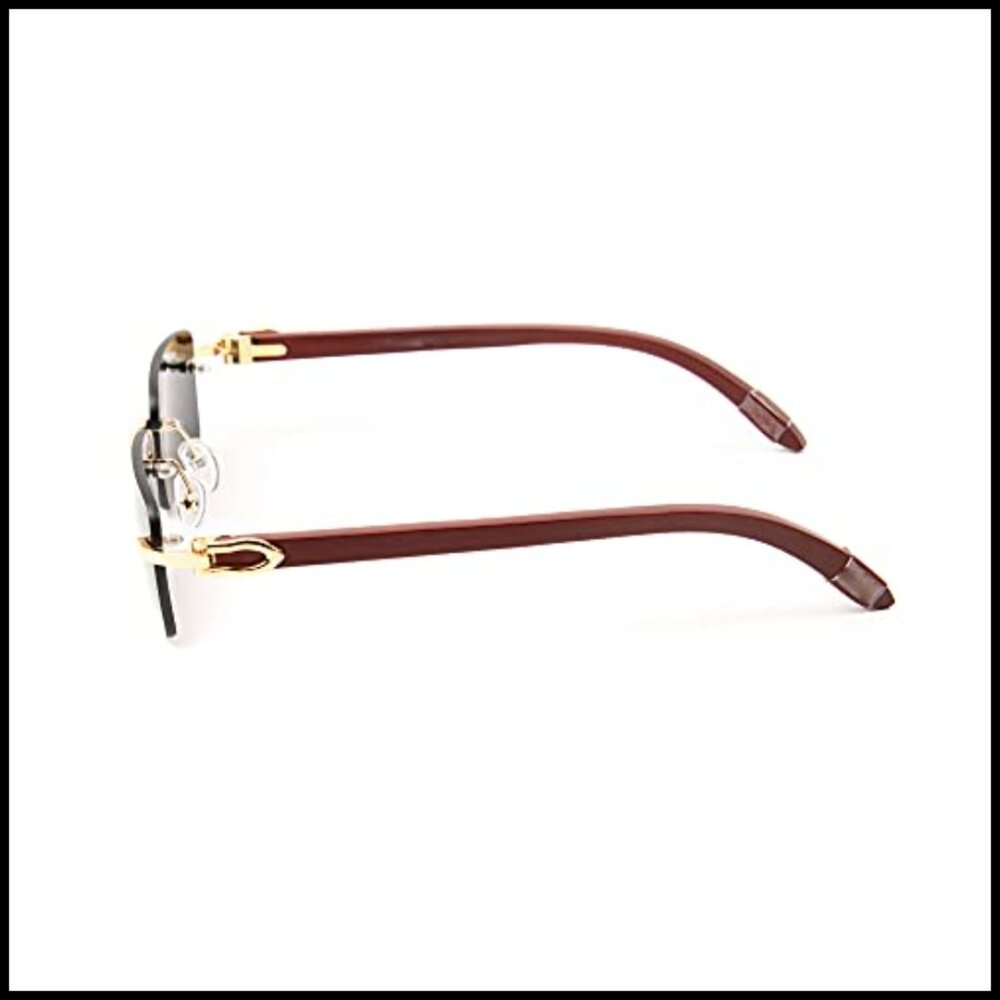 Vintage Rimless Gold Frame Rectangular Sunglasses… - image 6